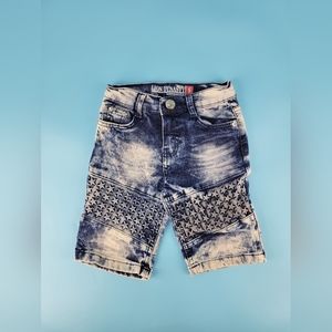 Lion Dynasty Boys Size 5 Slim Distressed Stars Bleach Acid Wash Denim Shorts
